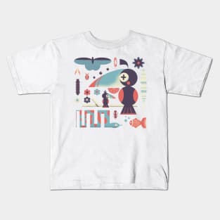 Geometric Toucan and Colorful Jungle Animals Kids T-Shirt